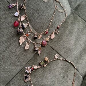 Elegant Multi-Color Charm Necklace with wine burgundy gold and black
